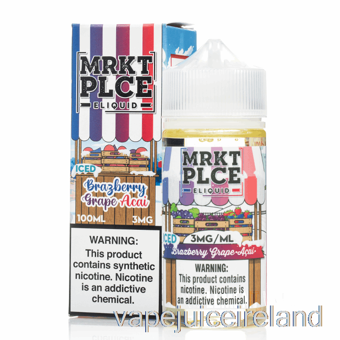 Vape Juice Ice Brazberry Grape Acai - MRKT PLCE - 100mL 6mg